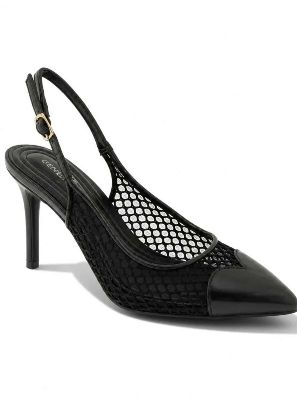 Black Mesh Pointed-Toe Slingback Pump - Picture 1 of 9